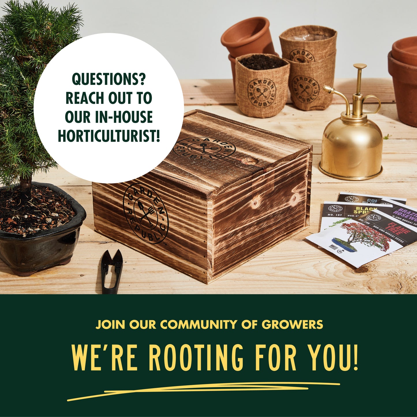 Garden Republic Bonsai Seed Starter Kit - Grow 4 Mini Bonsai Trees, Indoor Plant Growing Kit - Bonsai Starter Kit with Bonsai Seeds, Soil, Planters & Shears