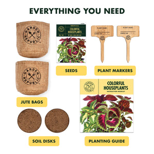 Indoor Garden Kit - Coleus Seeds for Planting - Plant Seeds for House Plants with Potting Soil, Pots & Plant Markers