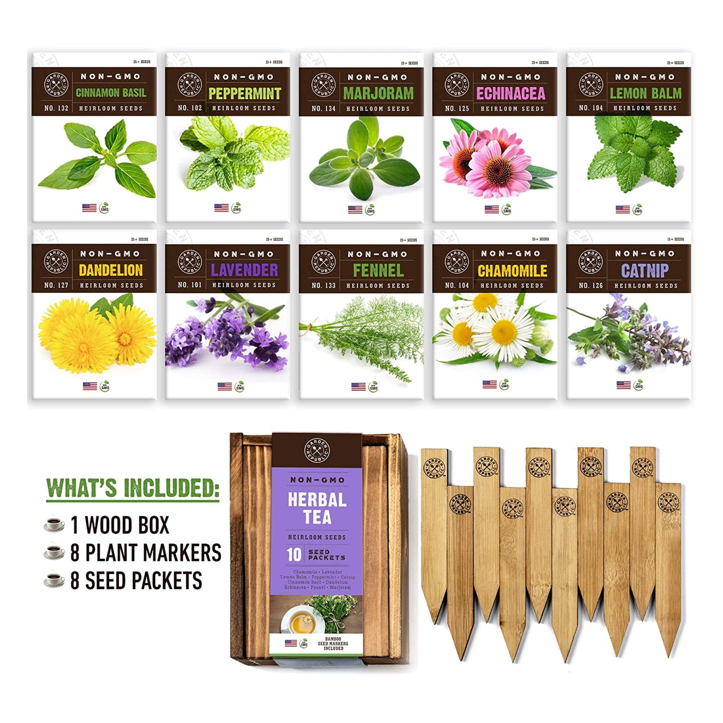 Herbal Tea Garden Seed Set  - 10-Packet Non-GMO & Heirloom Seed Set