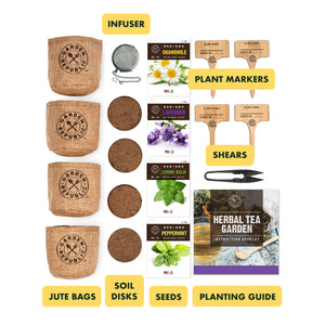 Herbal Tea Garden Starter Kit - Non-GMO, Heirloom Variety Seeds