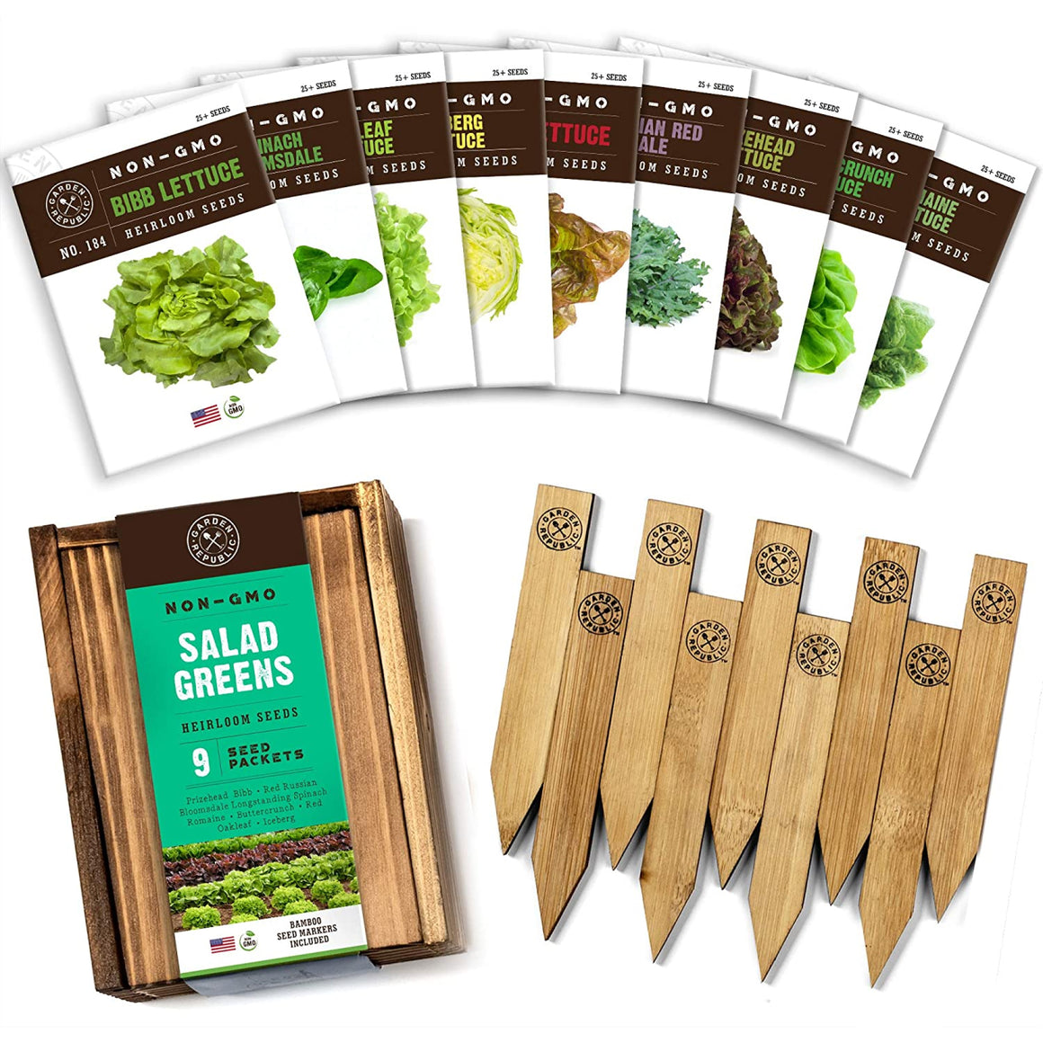 Garden Lettuce Seeds for Planting, 9 Non-GMO Heirloom Seed Packets