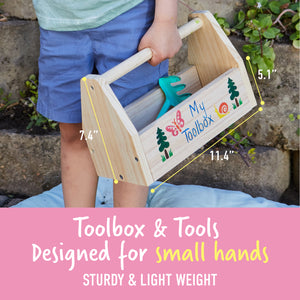 Kids Gardening Tool Set - DIY Kids Gardening Toolbox with 3 Garden Tools: Childrens Rake, Shovel & Fork. Arts & Crafts Set